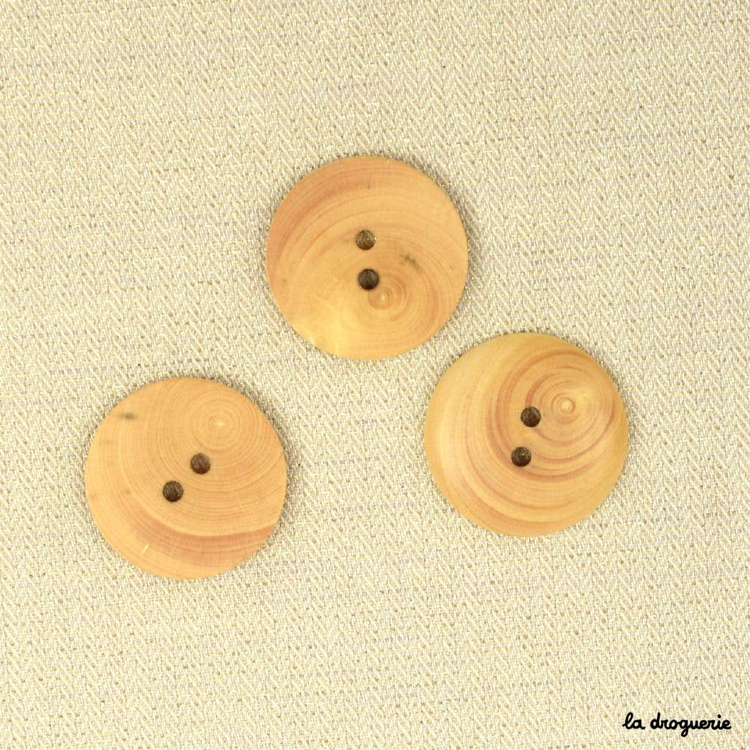 LA DROGUERIE - Wholesale Sewing Button/Snap - "Boxwood button 2 holes" 27 mm1