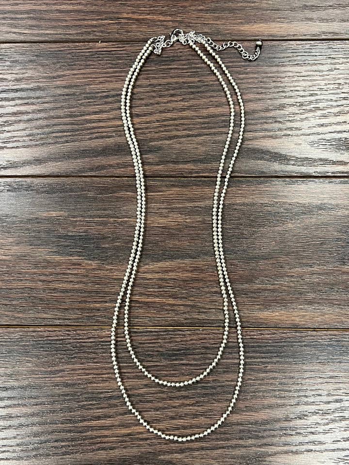 737712, 30" Handmade Silver Navajo Bead Necklace for wholesale by ISAC Trading Inc