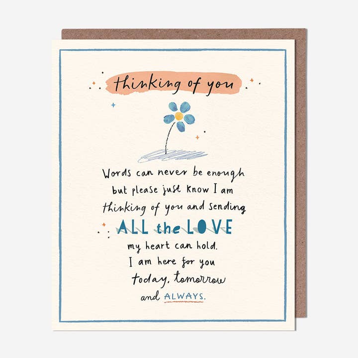 Words Can Never Be Enough Thinking of You Card for wholesale by Pigment Productions Ltd