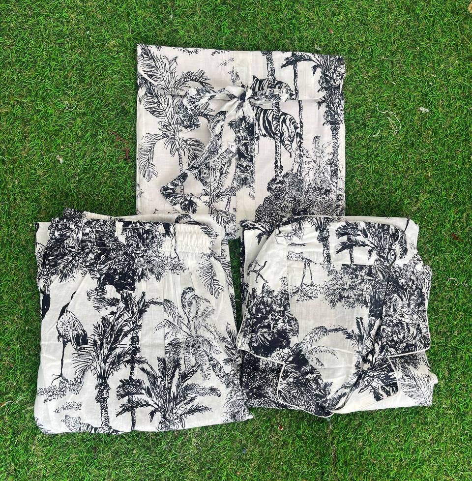 bhavnas boutique - Wholesale Lounge Top - Women's - Beautiful White Cotton Block Printed Loungewear Summer Dress4