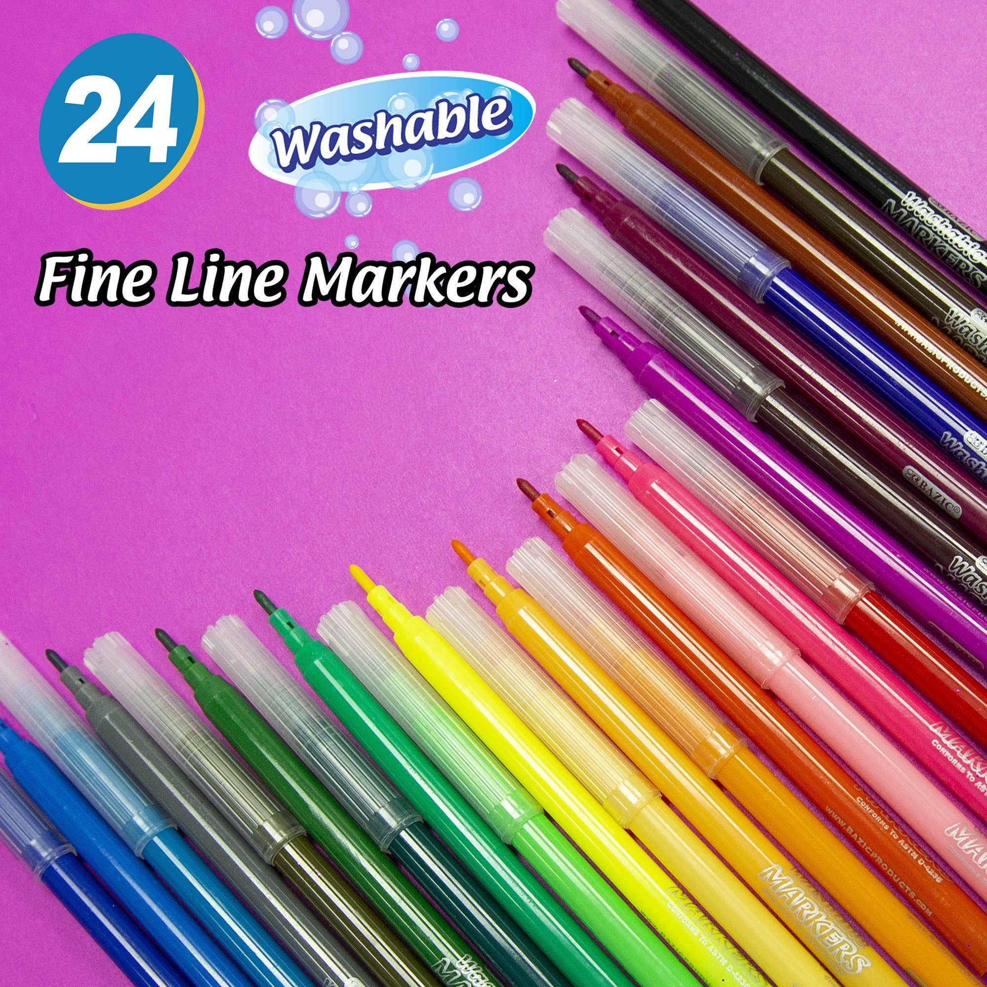 Luna Office Supply -  Everyday Essential - Wholesale Stiften - 24 klassieke kleuren fijne lijn wasbare markers3