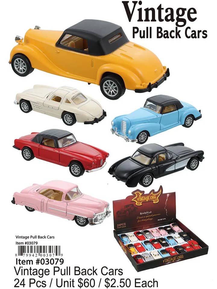 Vintage Pull Back Cars . for wholesale by Puka Creations