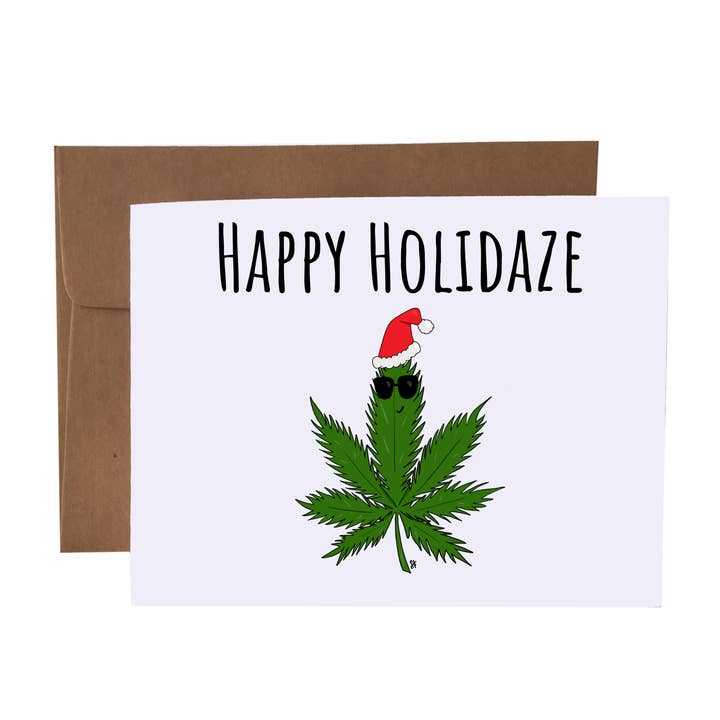 Happy Holidaze | Weed Pun | Funny Christmas Greeting Card for wholesale by SKP ink