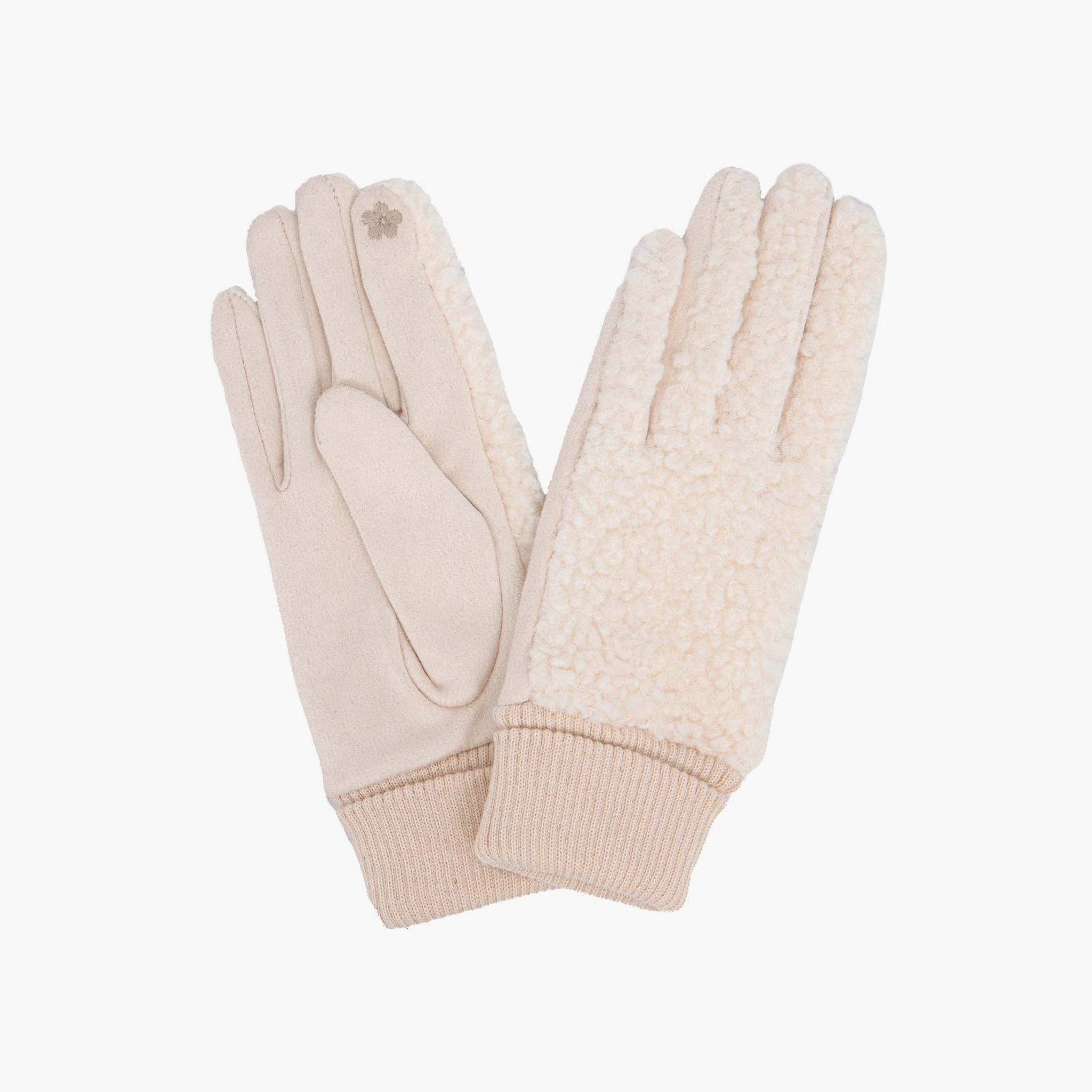 Sarta Accessories - Wholesale Gloves - Women's - Winnie Cream Borg Fleece Gloves1