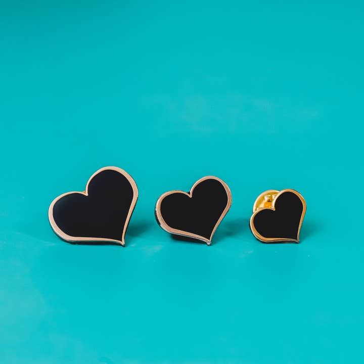 Black Heart Enamel Pin for wholesale by Dream Maker Pins