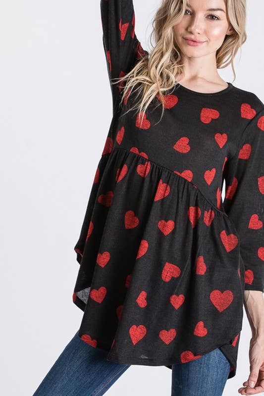 HEIMISH - Wholesale Tunic - Women's - ST1338-42 VALENTINE HEART BABYDOLL TOP0