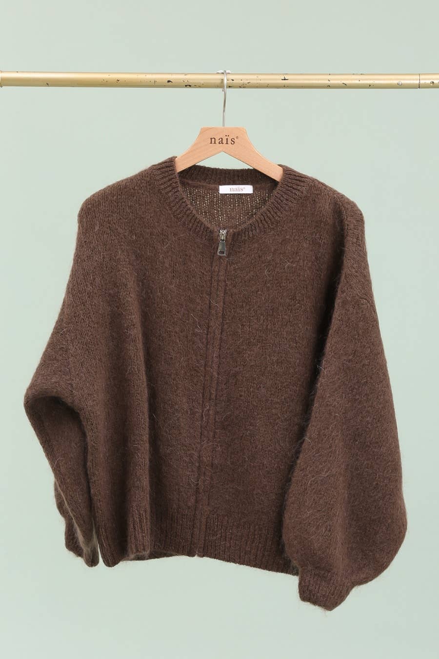 NAÏS PARIS - Vente Cardigan – femme - Cardigan col rond zippé en mohair et laine4