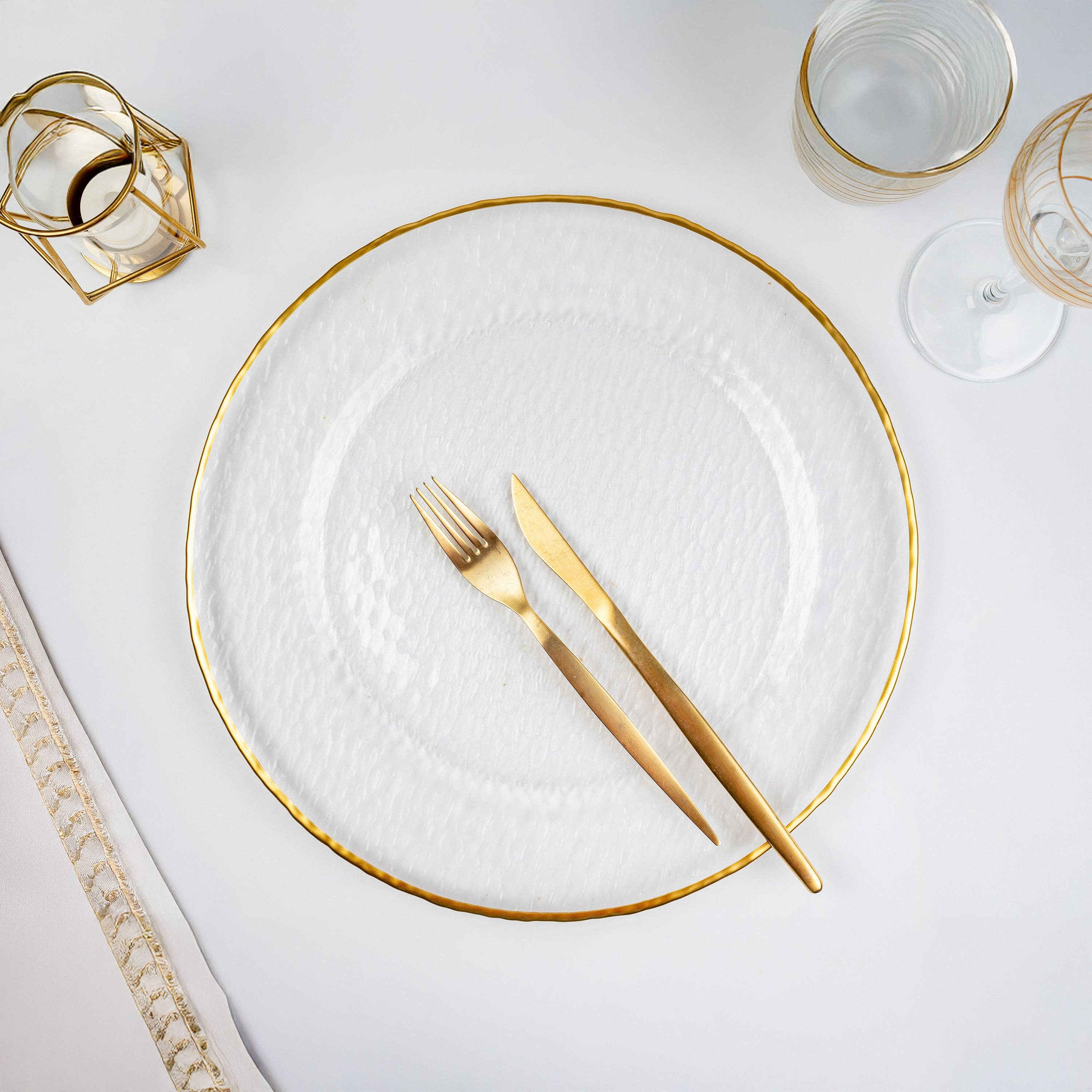 Gifts Plus – wholesale Charger plate – Chester 2298-1903009 Matte Gold Rim- Charger (Case Pack 12)