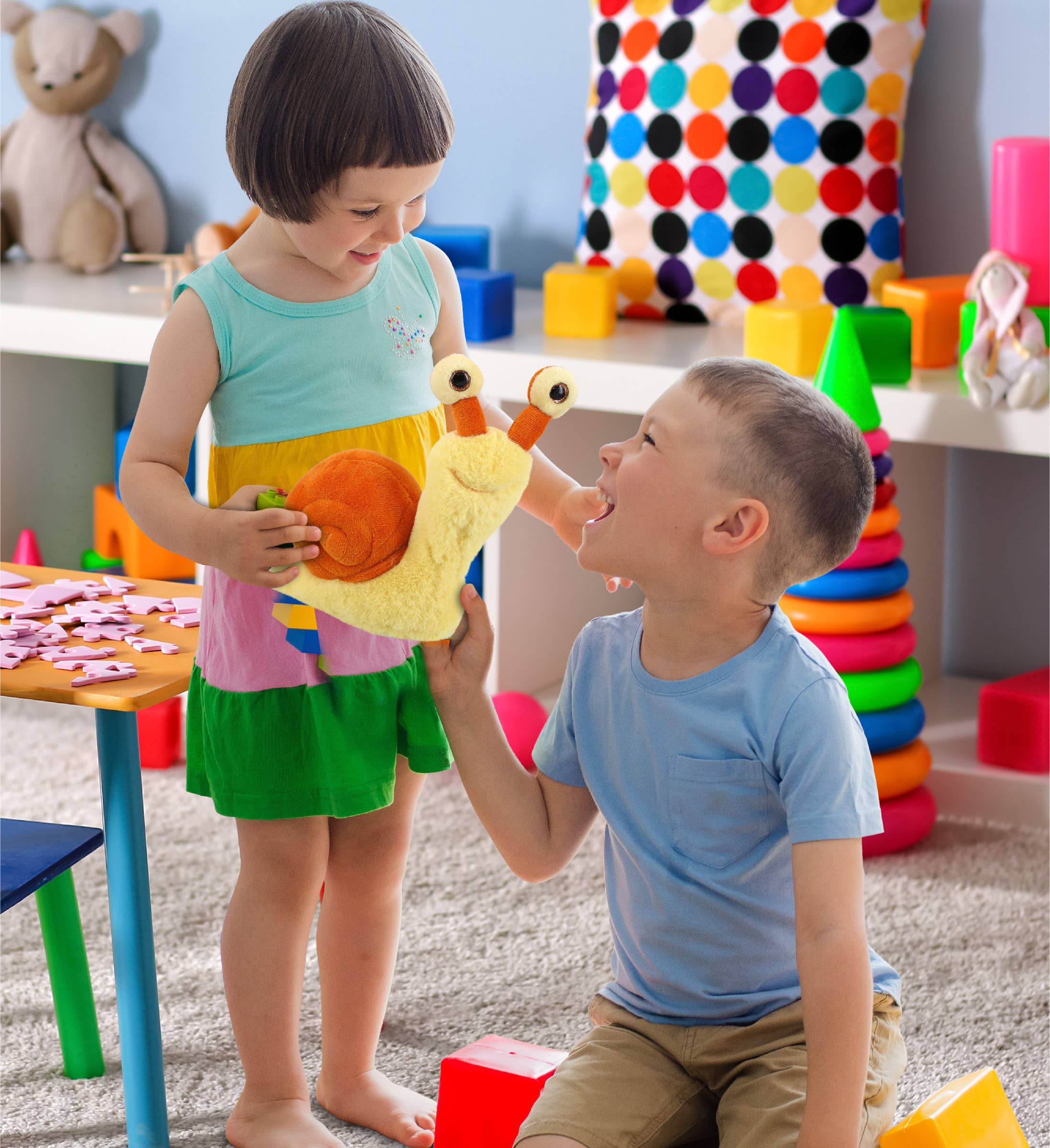 Cota Global – Großhandel Kuschel-/Plüschtier – Kind & Baby – Superweiches Plüsch - Orange Schnecke Klein 5,5"5