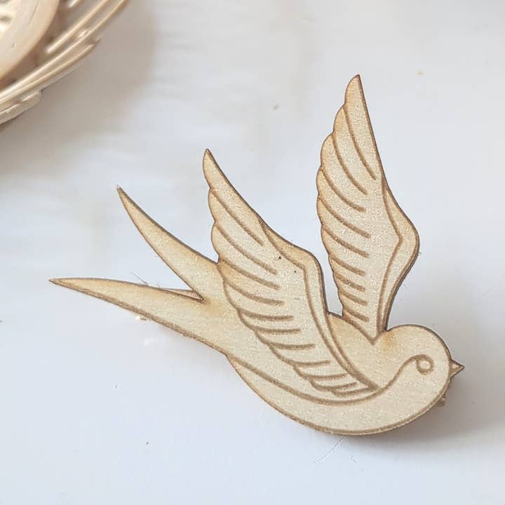 Wooden brooch, Swallow for wholesale by Honorine&Jean
