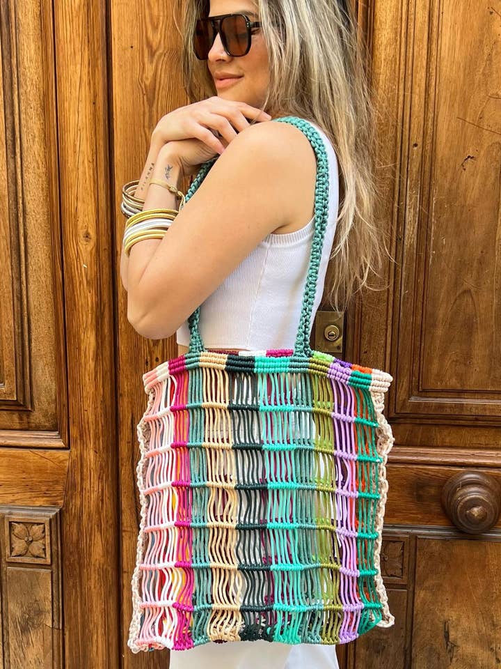 Essauira Grid Tote Bag for wholesale by Lamu Brand