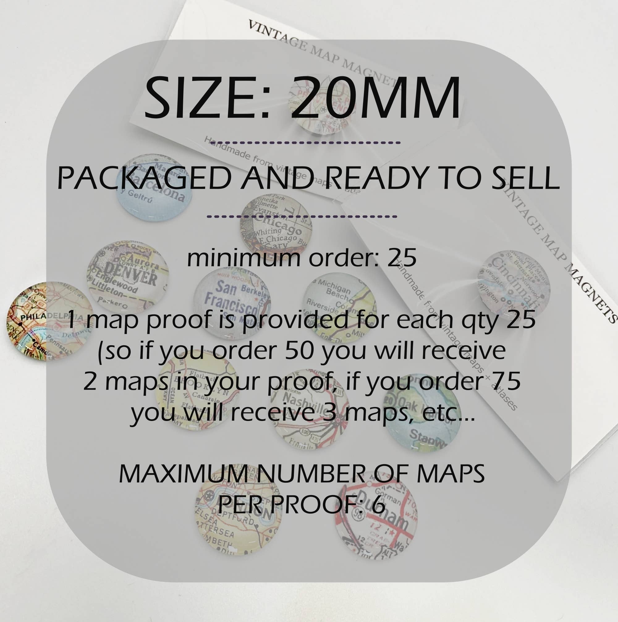 Tanner Glass - Wholesale Magnet - Vintage Map Magnet - Mini REPRODUCTION - custom location2