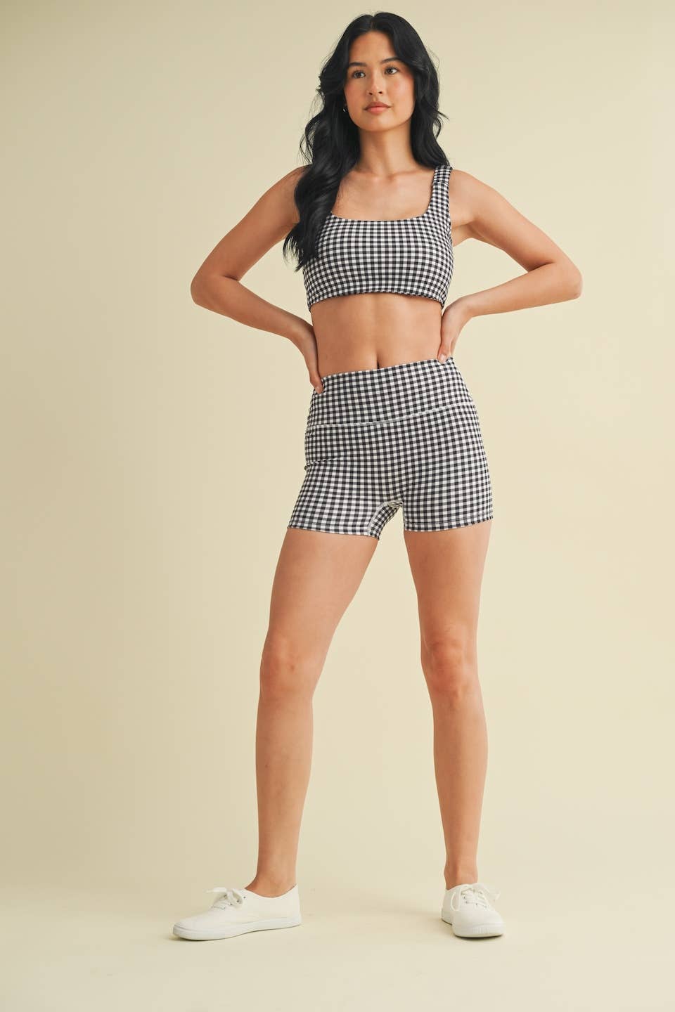KIMBERLY C – wholesale Athletic shorts – Women's – Gingham Print Mid-Rise Mini Shorts22