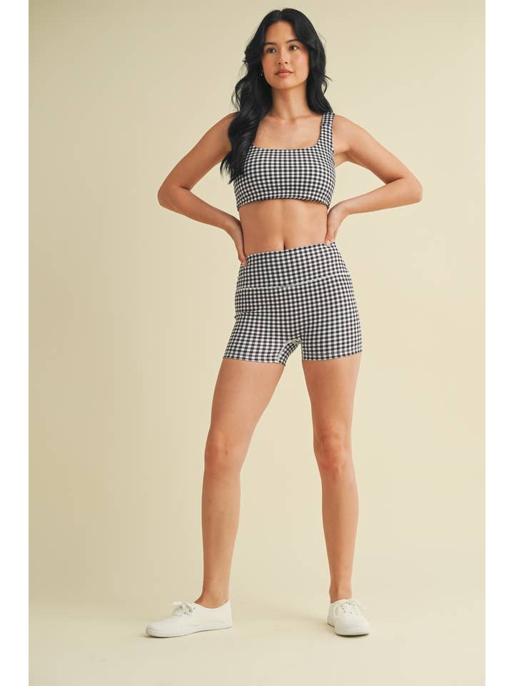 KIMBERLY C - Wholesale Athletic Shorts - Women's - Gingham Print Mid-Rise Mini Shorts22