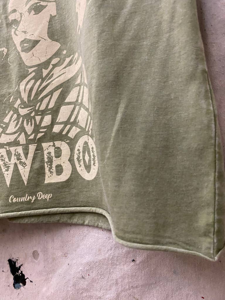 Country Deep Apparel - Wholesale Screen Printed T-Shirt - Women's - Adios Cowboy regular Cropped Acid wash T-shirt8