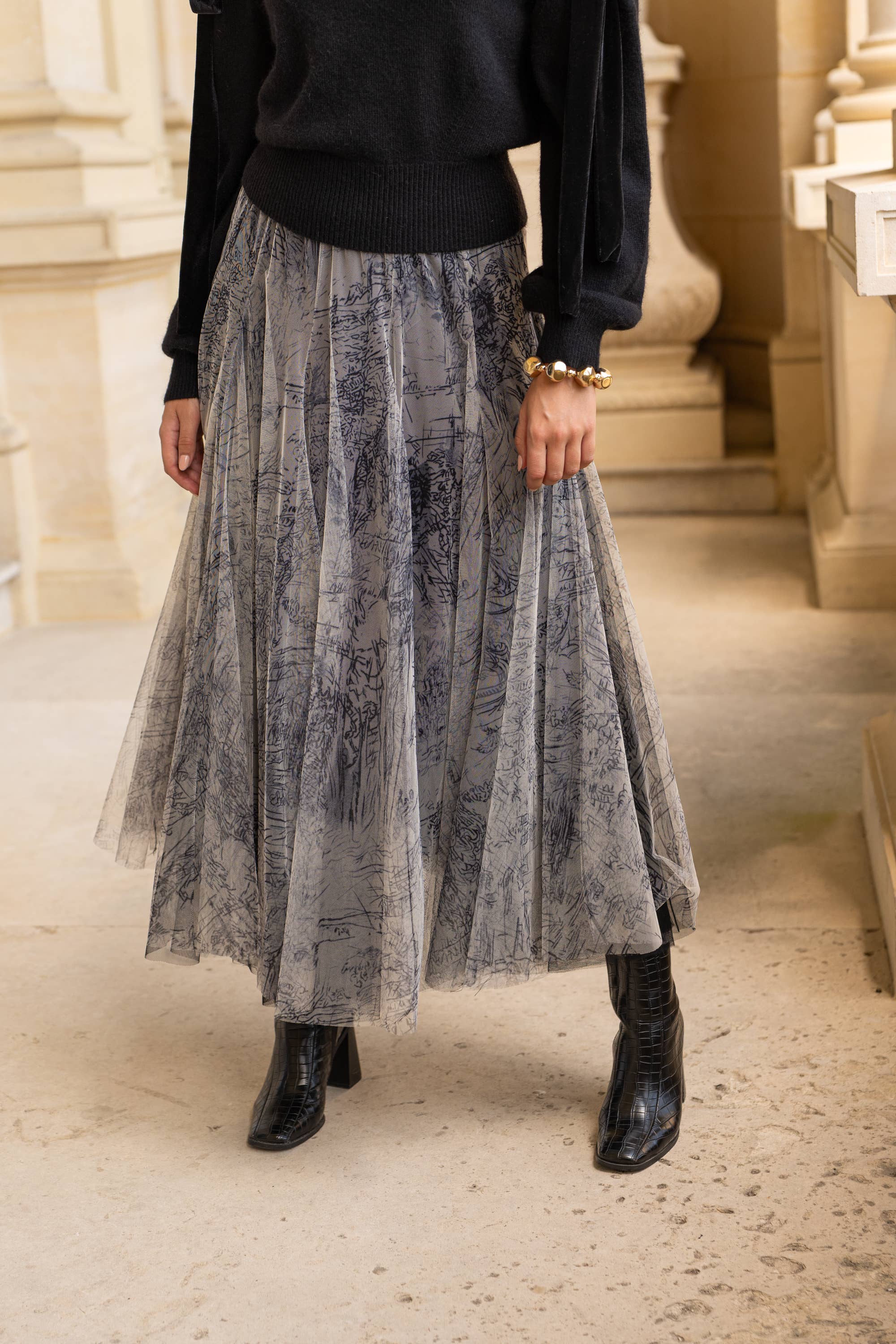 CHOKLATE PARIS - Wholesale Skirt - Women's - Amber skirt in toile de Jouy printed tulle - CK08202-113