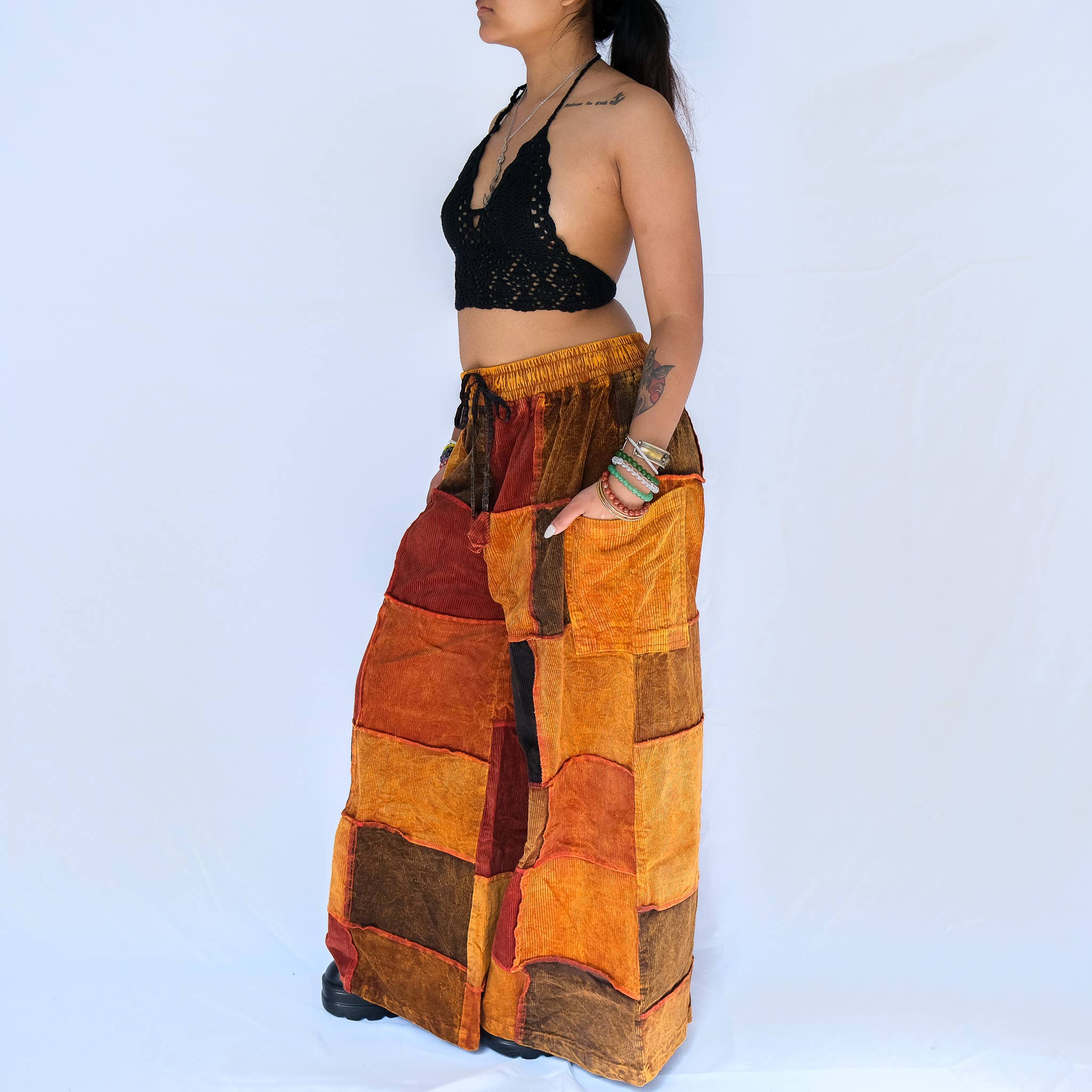 Karma Nepal Crafts - Wholesale Pants - Women's - Patchwork Corduroy Wide Leg Pants8