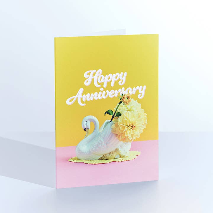 Jubilæumssvaneplanter med blomster hilsenkort for engroshandel hos Ornament Art