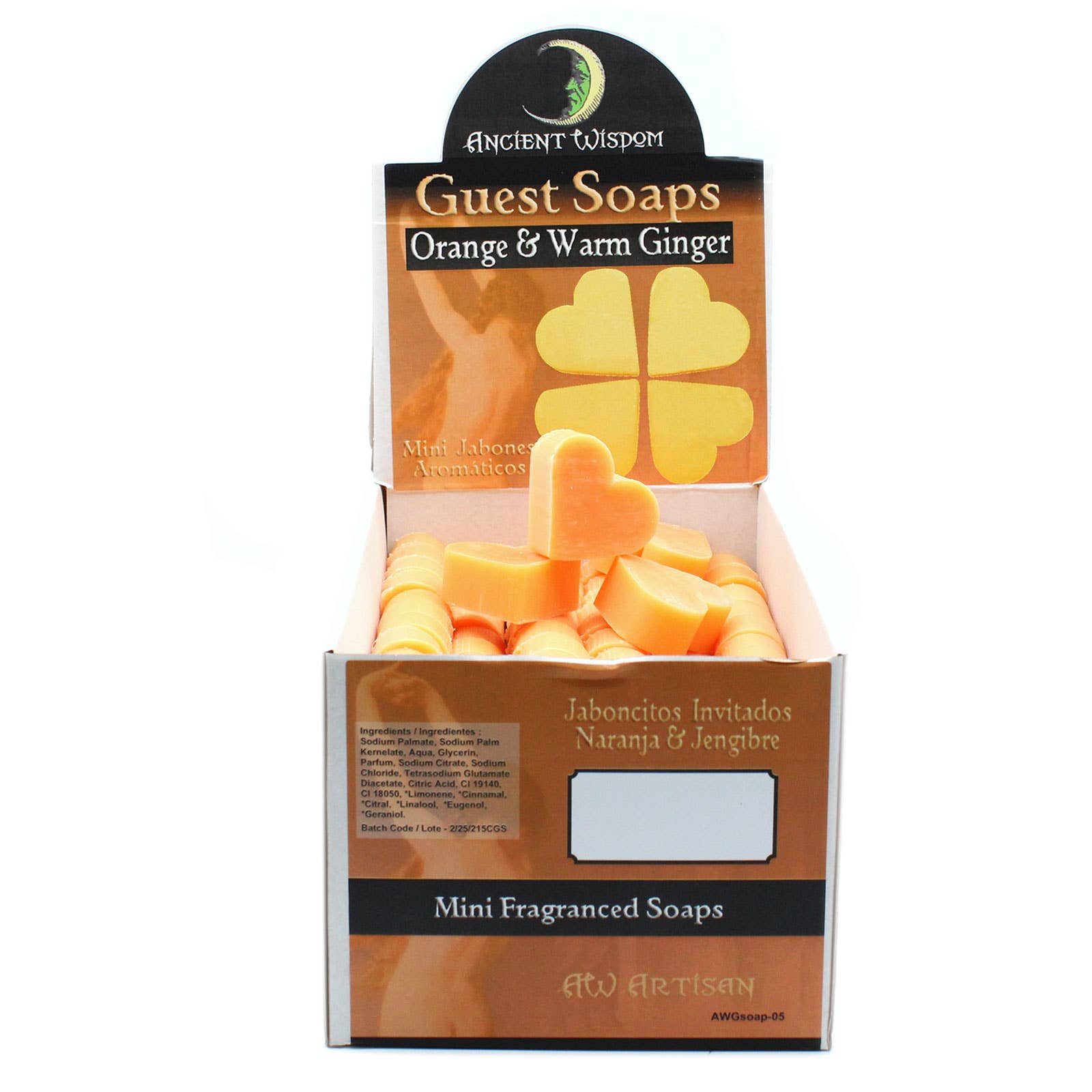 AW Aromatics Limited – wholesale Bar Soap – White Label 100 Heart Guest Soaps - Orange & Warm Ginger3