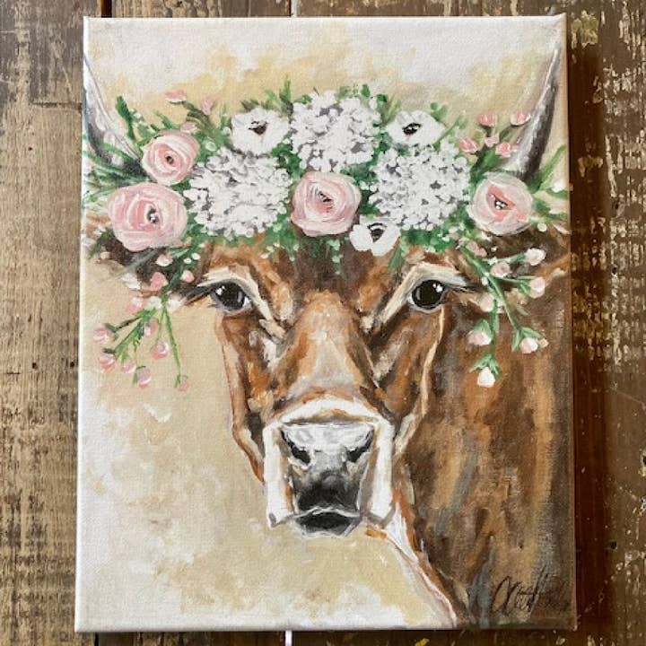 Rustic Nester - Wholesale Art Print - Farm animal Cow Art Canvas, Spring Home Farmhouse Decor,
