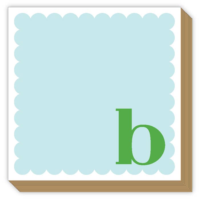 RosanneBeck Collections - Wholesale Notepad - Scallop Monogram Green And Blue B Luxe Notepad0