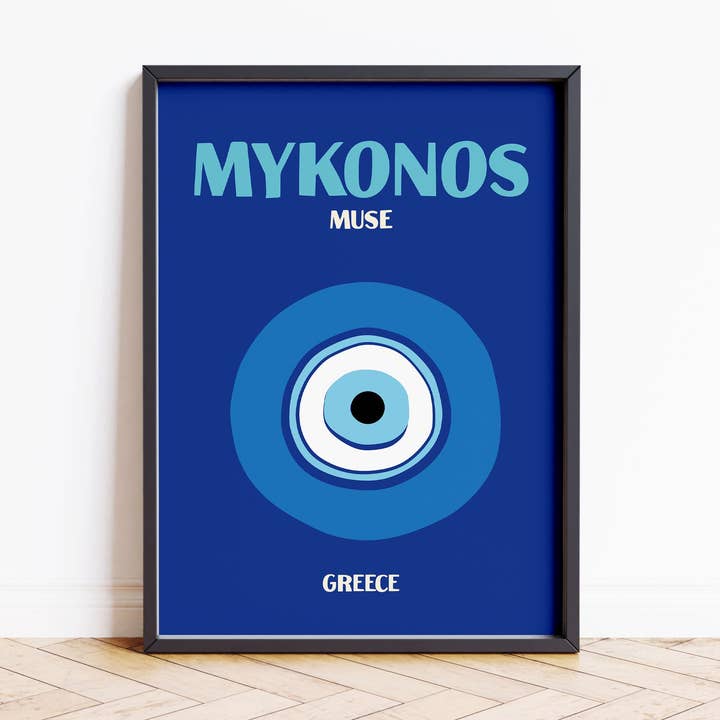 Mykonos Colourful Travel Poster for wholesale by House of Binky