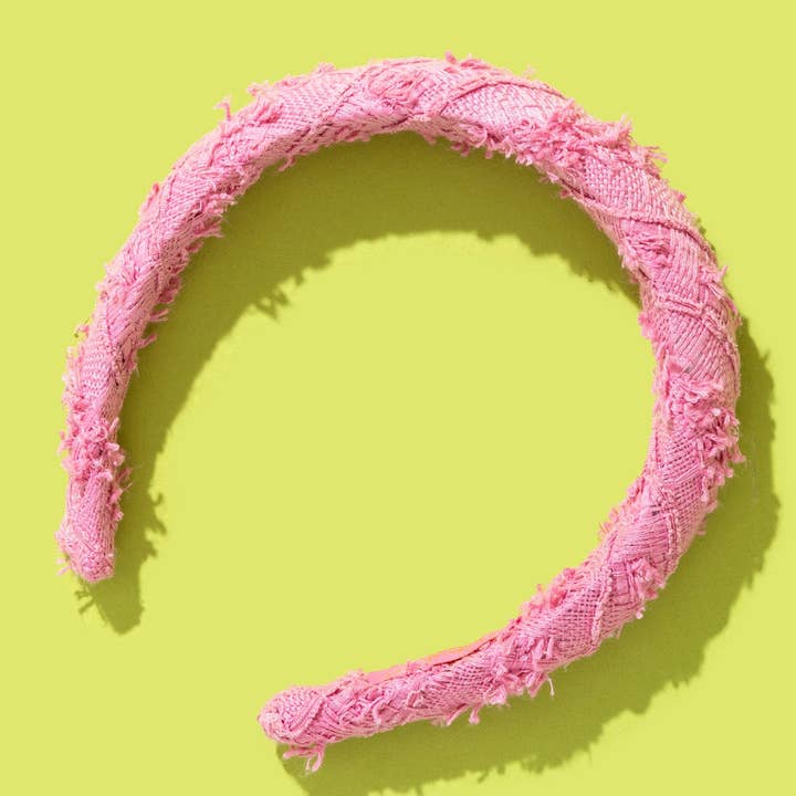 *ON SALE* Padded Headband - Pink Frayed Fabric - Adeline for wholesale by Taylor Elliott Designs