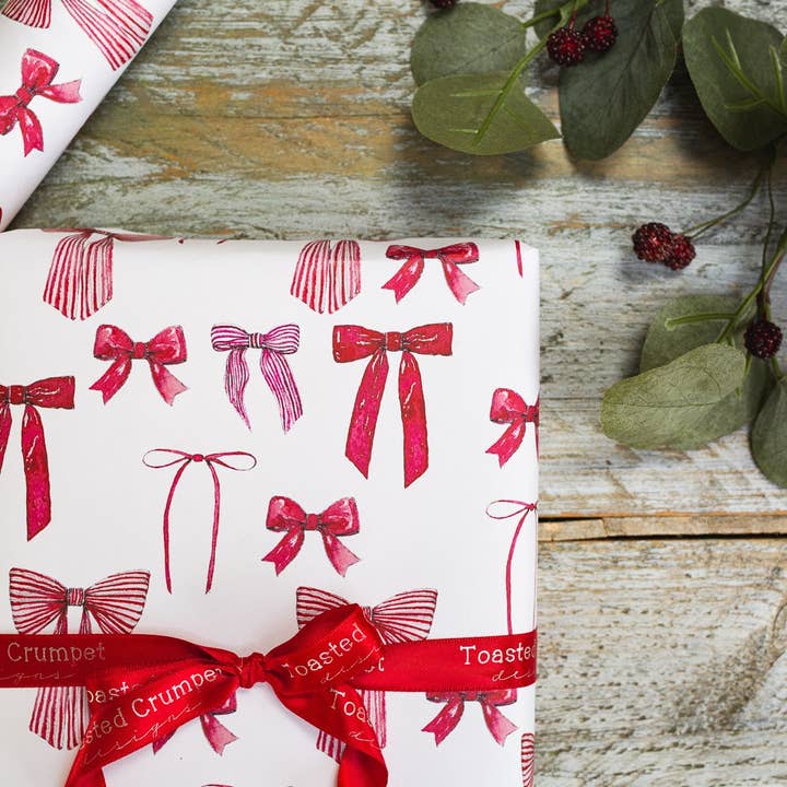 Bows & Berries (Pure) Gift Wrap Single Sheet for wholesale by Toasted Crumpet