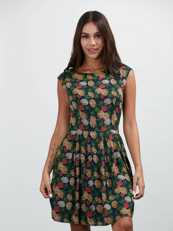 Vestido colorido com estampa de abacaxi por atacado de SM WARDROBE