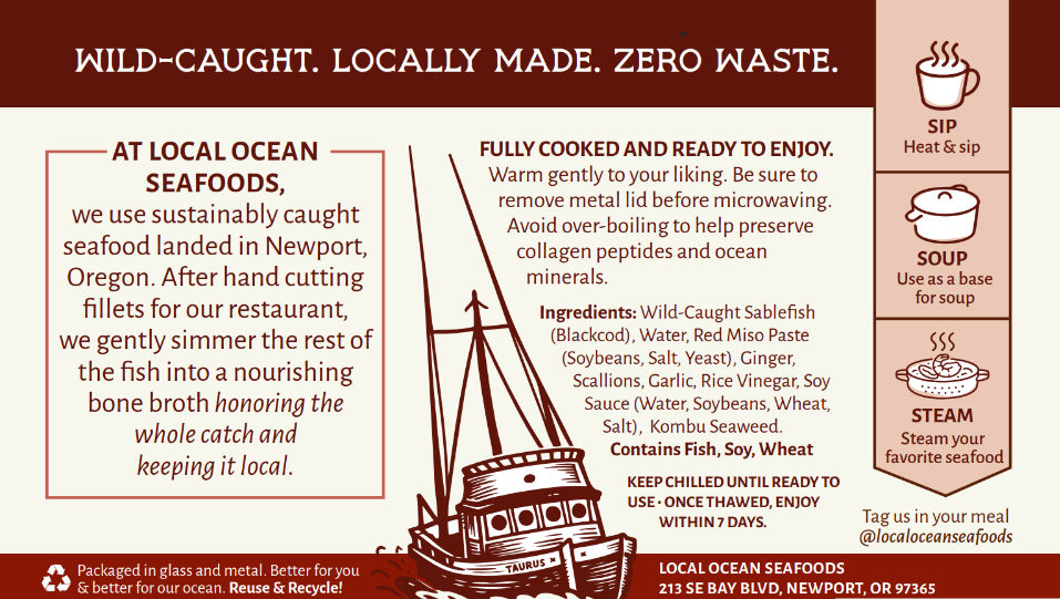 Local Ocean Seafoods - Wholesale Soup - Bone Broth: Blackcod Miso Ginger - 16 oz FROZEN3