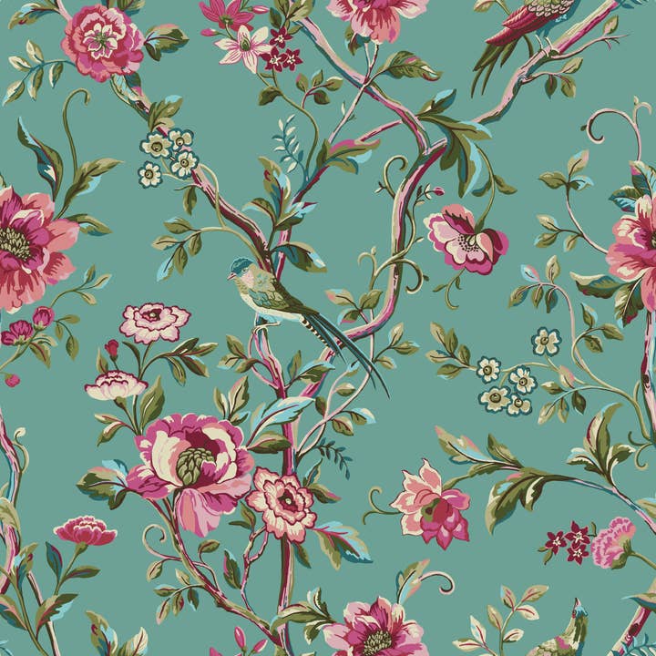 Vintage Chinoiserie Floral Exotic Duvet Cover Set Jade for wholesale on Faire