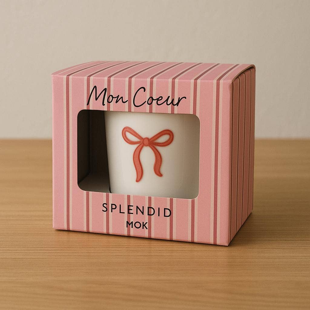 NHP International – Engroshandel Kaffekrus – Splendid hvide keramikkrus med båndprint i gaveæske 225 ml1