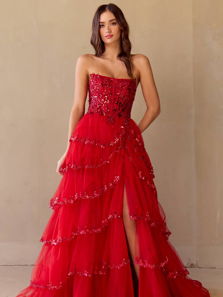 Festkjole med hjerteformet illusion overdel af LAA4033 for engroshandel hos LA Merchandise