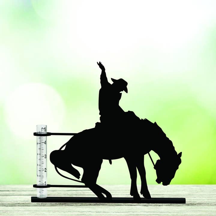 Bronco Rider Rain Gauge for wholesale by Steel Grace