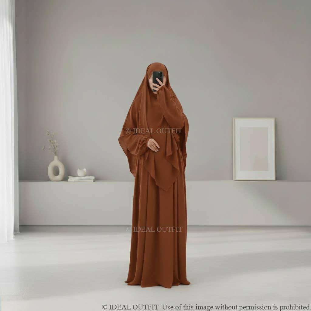 IDEAL OUTFIT - Wholesale Kaftan - Dames - 2-delige khimar en abaya set in jazzstijl ref:e2326+2501jazz3