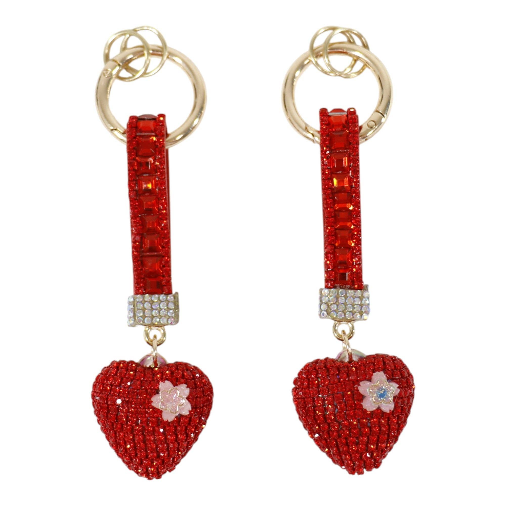 SORTIERT Doppelseitiger Strass-Herz-Schlüsselanhänger KC41101-11 (12 Stück) für den Großhandel auf Faire13
