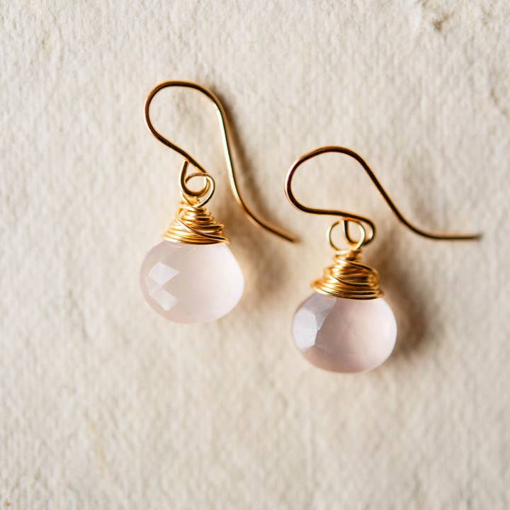 Bella Vita Jewelry - Wholesale Dangle Earrings - Pantone Earrings | Rose Quartz Natural Stone Earrings0