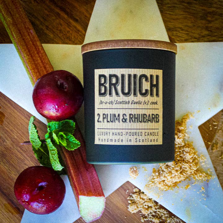 Bruich 2: Plum and Rhubarb Luxury Candle for wholesale by Hamilton and Morris Candlemakers