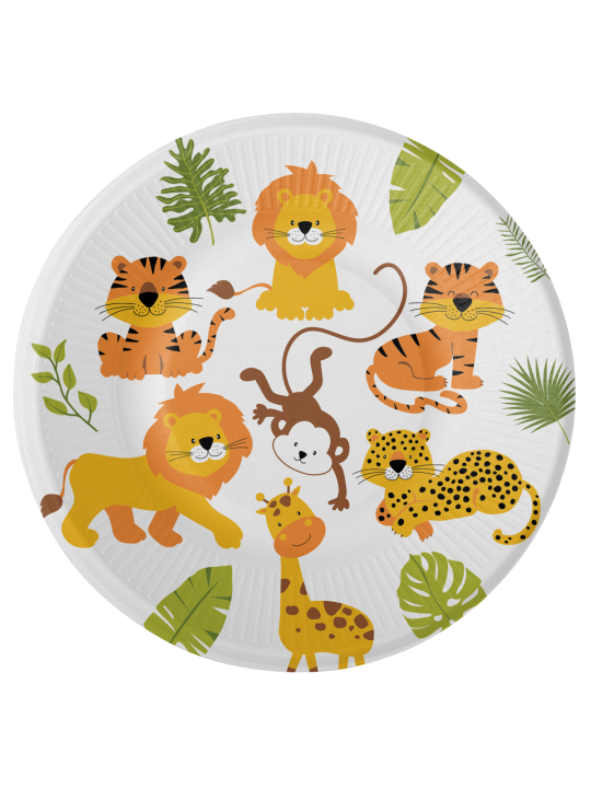 Dream Party - Wholesale Disposable Plate - 8 PLATES 18 CM JUNGLE ANIMALS0