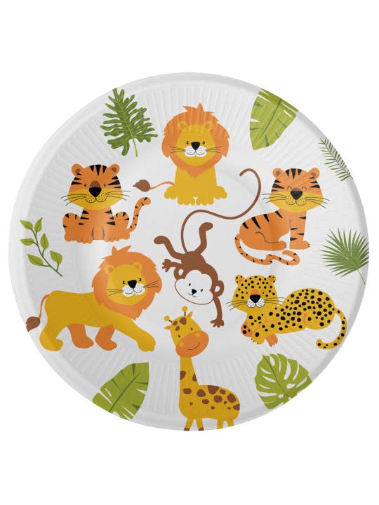 Fiestora - Wholesale Disposable Plate - 8 PLATES 23 CM JUNGLE ANIMALS