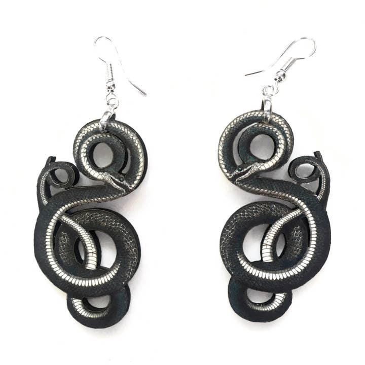 Toad Hill Farm - Wholesale Dangle Earrings - Black Snake Earrings - Halloween / Reptile - Laser Cut Wood0