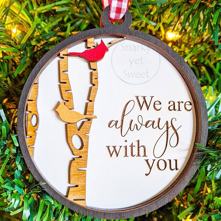 Roots & Routes Co - Wholesale Ornament - I am always with you ornament, cardinal ornament, memorial ornaments personalized, grief gift cardinal wood design, heaven ornament8