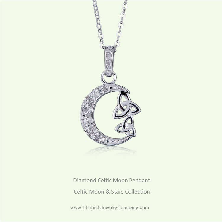The Irish Jewelry Company - Wholesale Pendant/Charm Necklace - Diamond Celtic Moon Pendant3