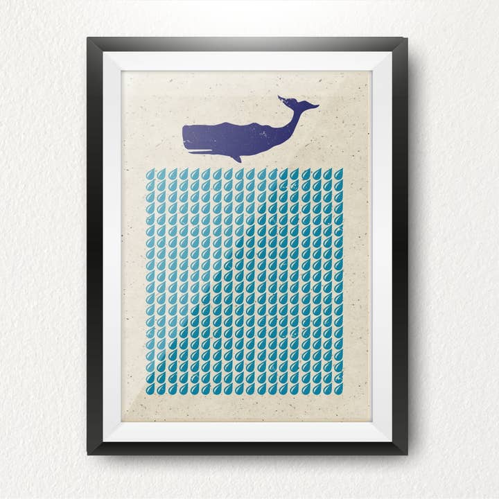 Whale och Sea Nursery Print för wholesale av Left Of The Dial