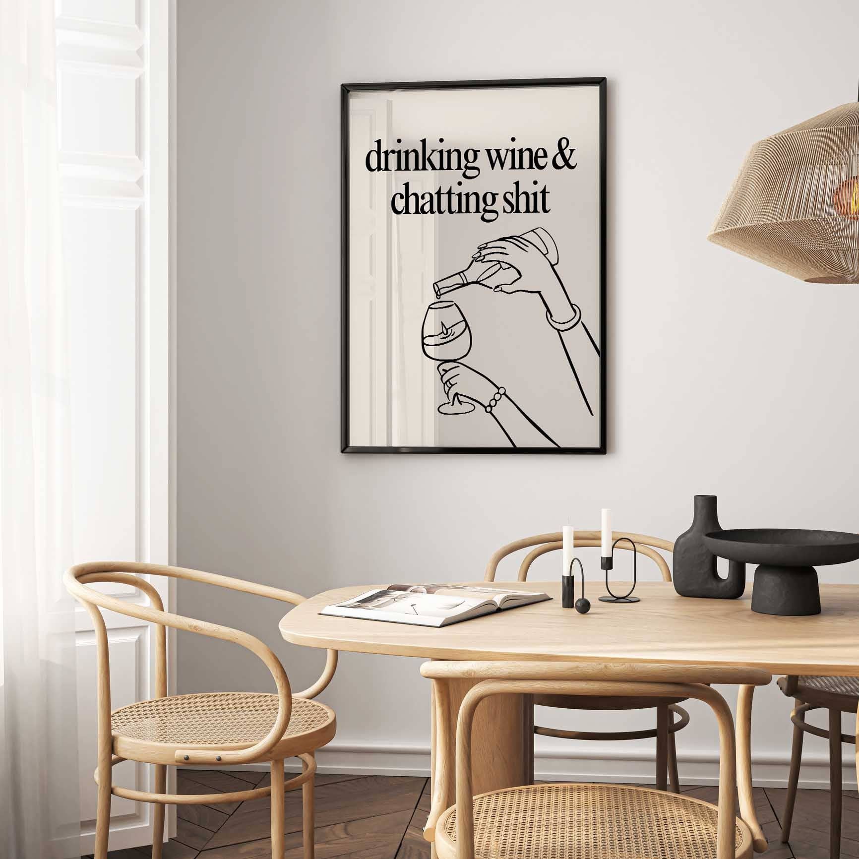 D'LUXE PRINTS - Wholesale Poster - Drinking Wine & Chatting Print | 6 Colours3