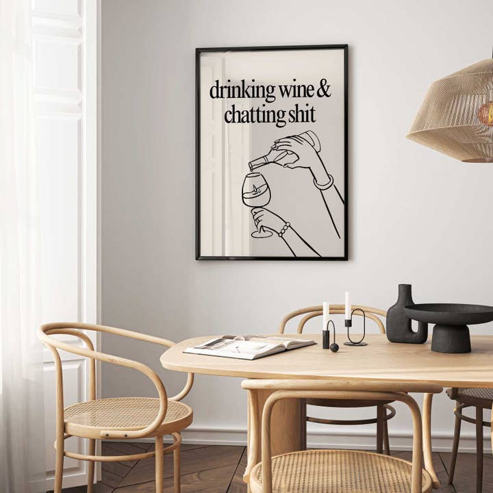 D'LUXE PRINTS - Wholesale Poster - Drinking Wine & Chatting Print | 6 Colours3