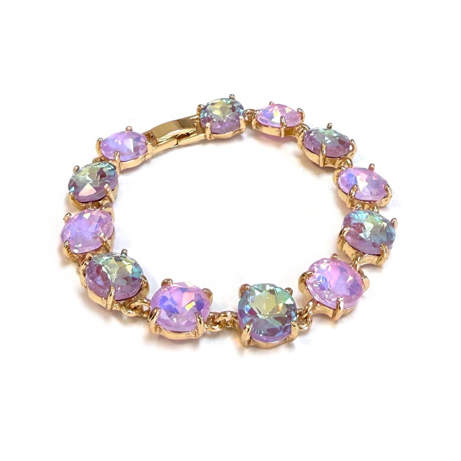 StarryNYC - Wholesale Link & Chain Bracelet - Round Cushion Cut Crystal Glass Linked Bracelet38