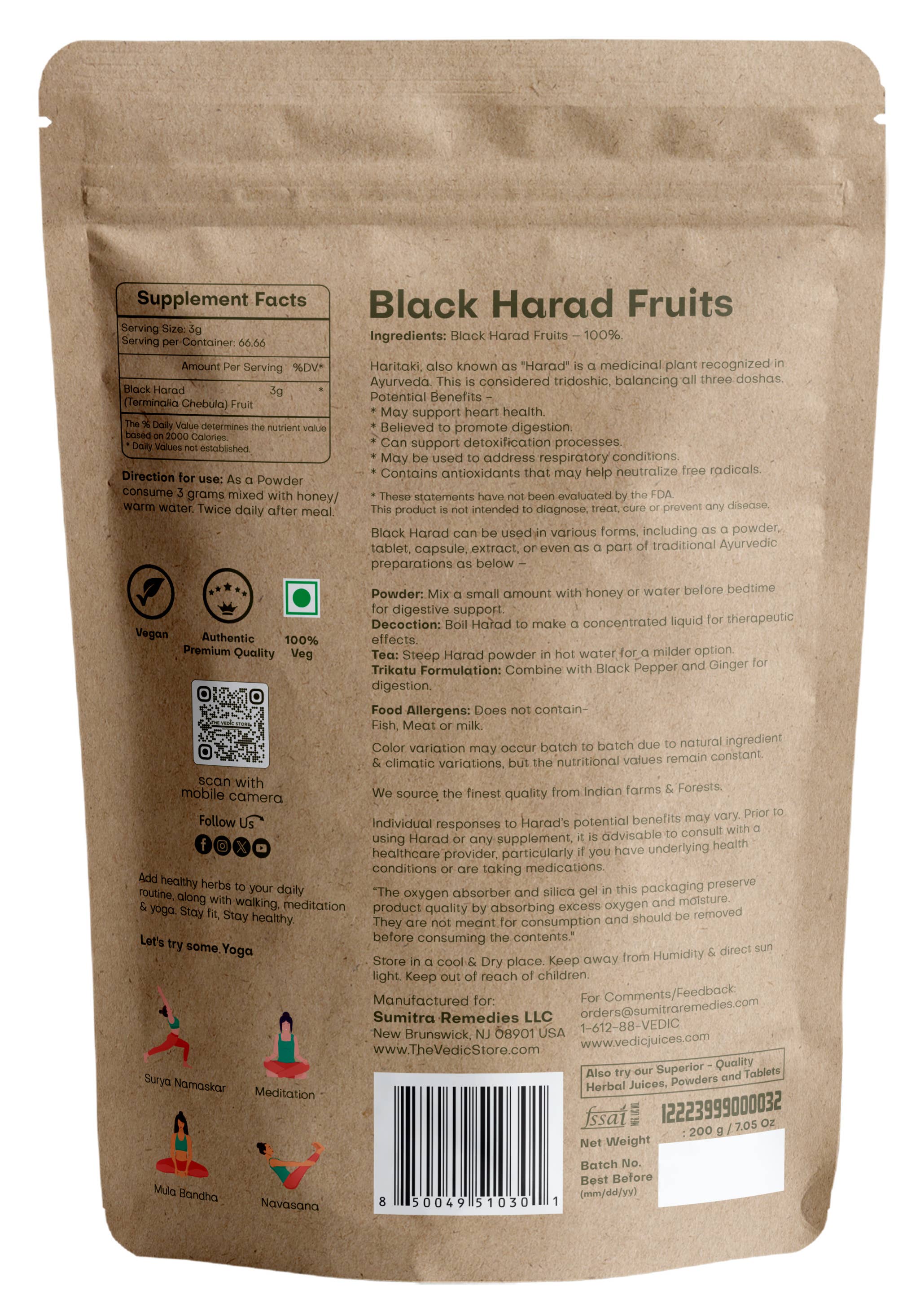 Vedic Juices - Wholesale Protein/Superfood Powder - Vedic Herbs Black Harad/ Choti Harad Fruit0