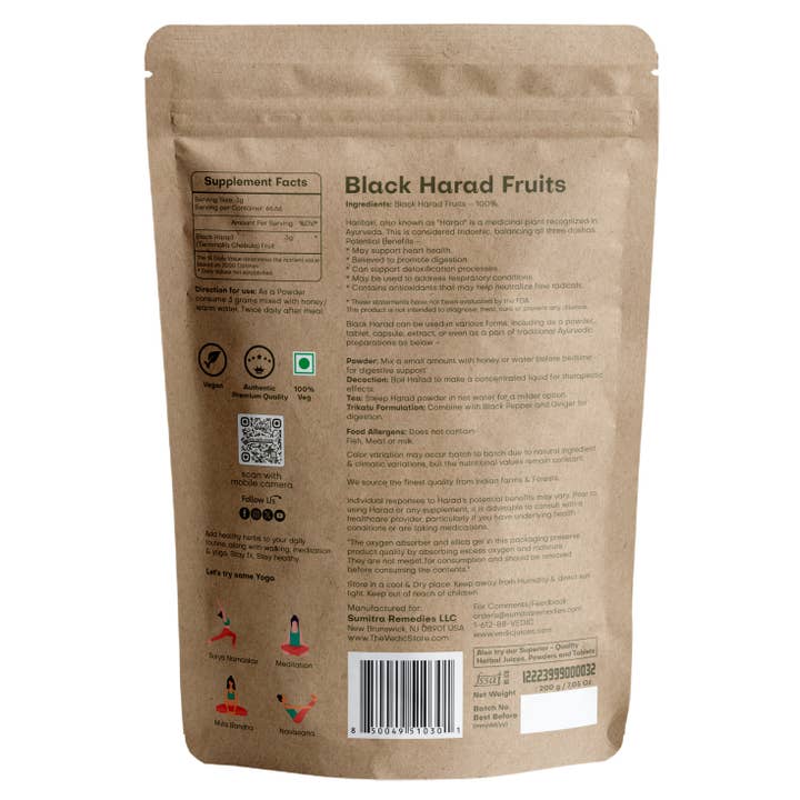 Vedic Juices - Vente Poudres protéinées/superaliments - Herbes védiques Harad noir / Fruit Choti Harad