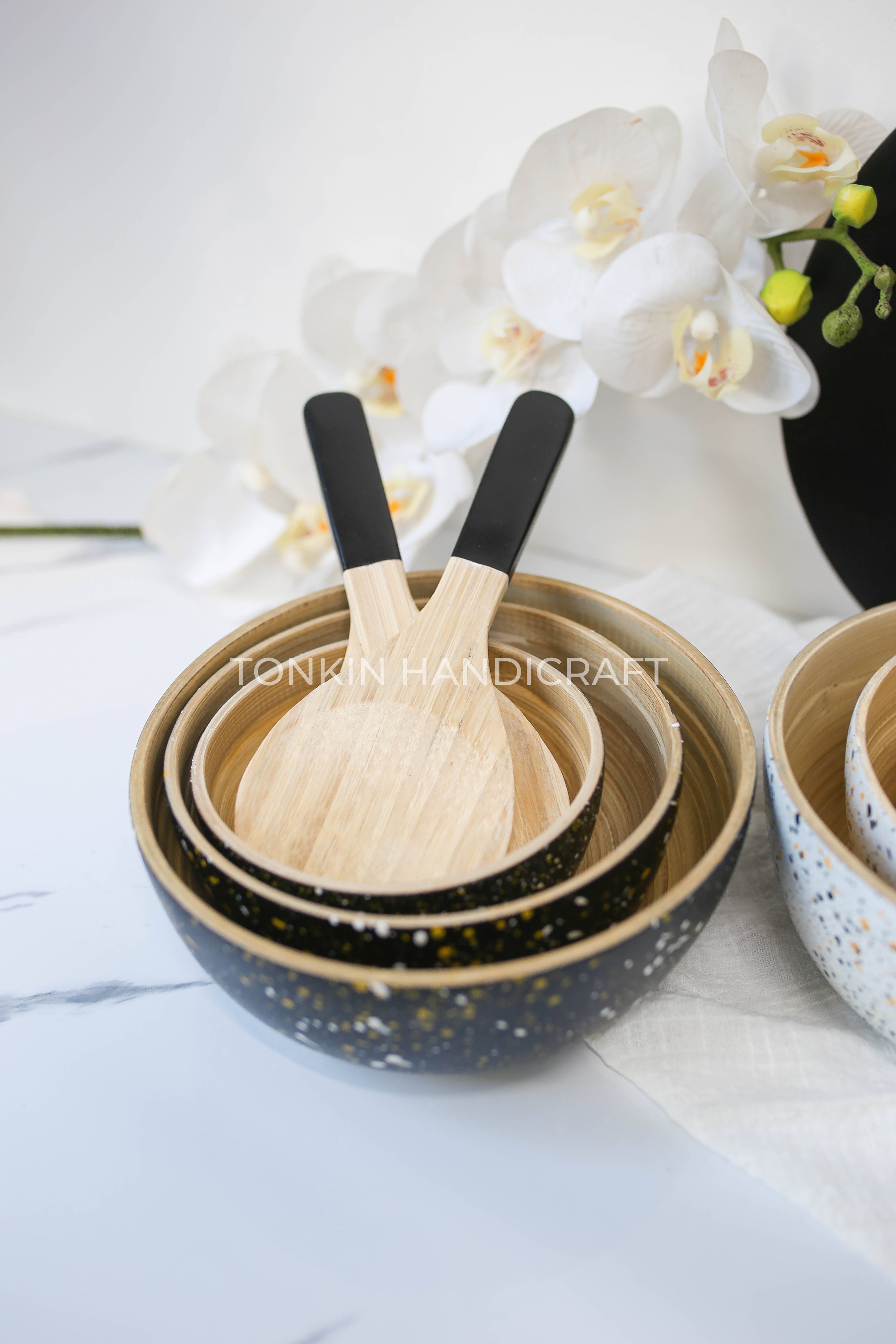 Tonkin Handicraft – wholesale Serving utensil – Set 2 Salad Bamboo Utensils6